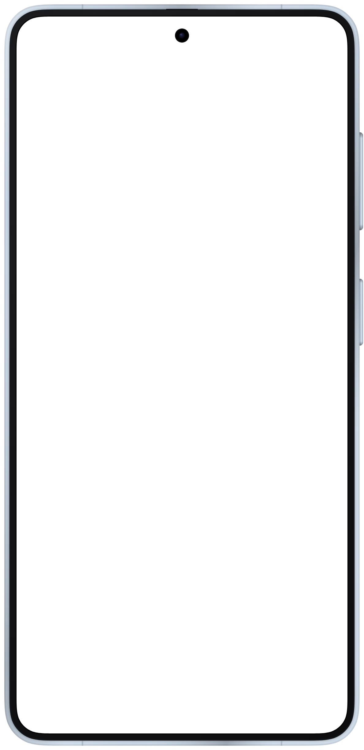 Galaxy S26 frame in Sky Blue