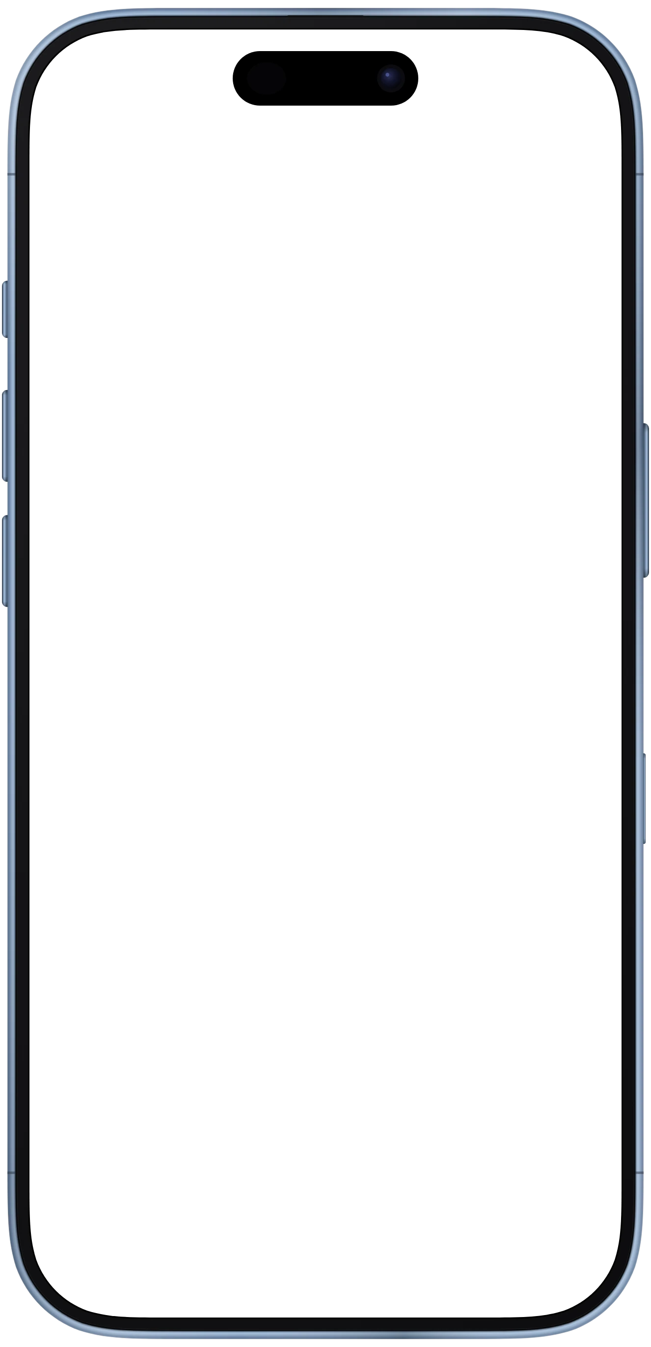 iPhone 17 frame in Mist Blue